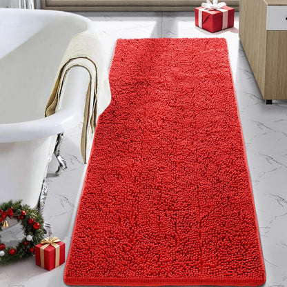 LOCHAS Luxury Bathroom Rug Shaggy Bath Mat 24 x 60 Inch, Gray