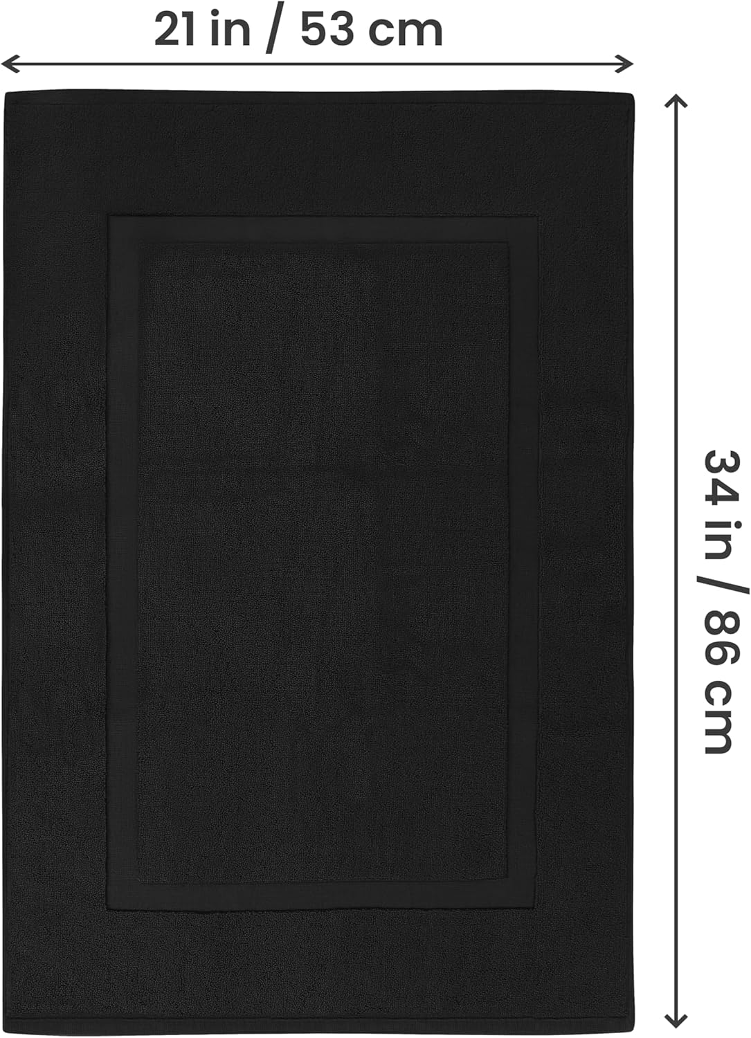 Utopia Towels Cotton Bath Mat, 21x34 in, 2 Pack, Black