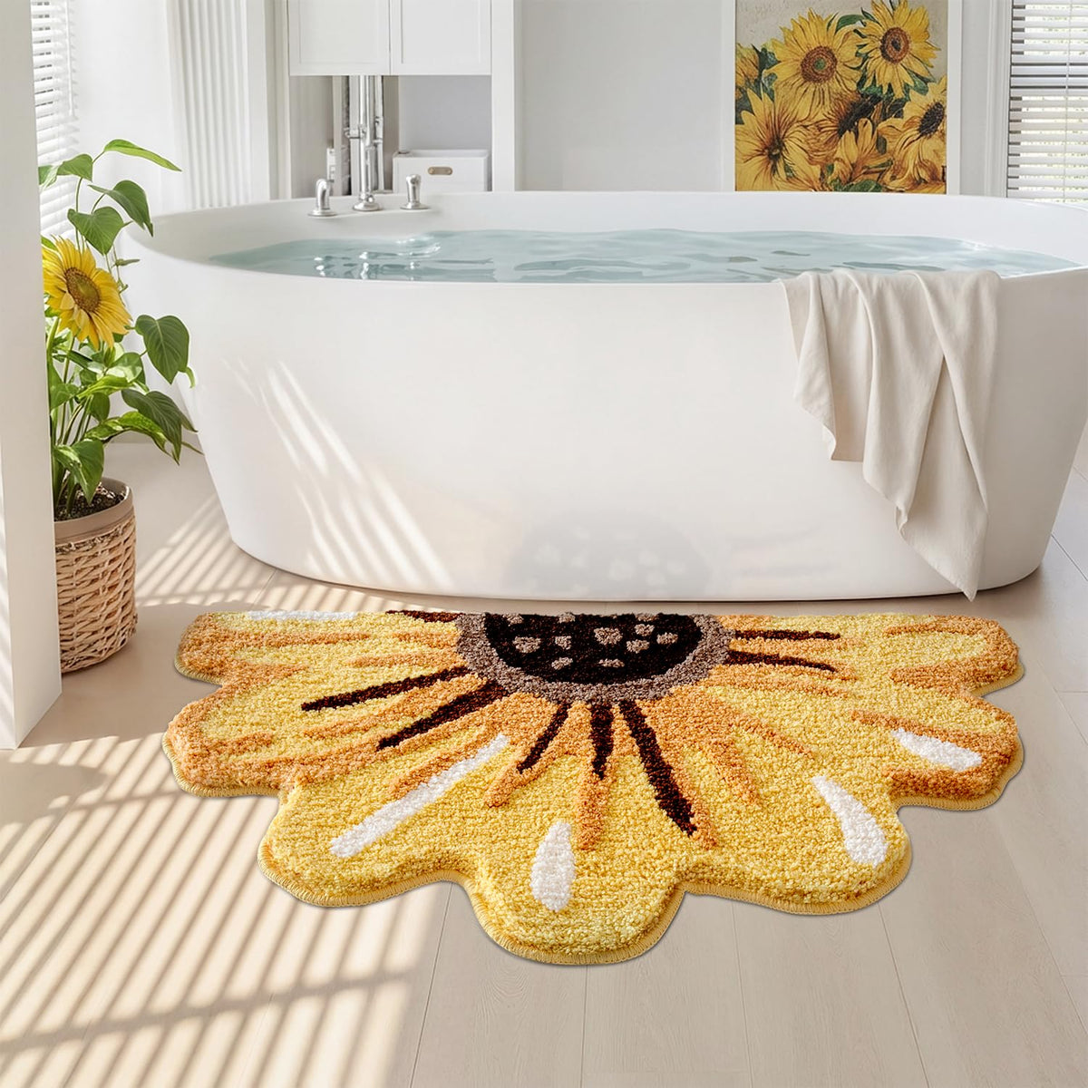LUMI Flower Bathroom Rug, Absorbent Non Slip Bath Mat, 20"x32", Pink Flower