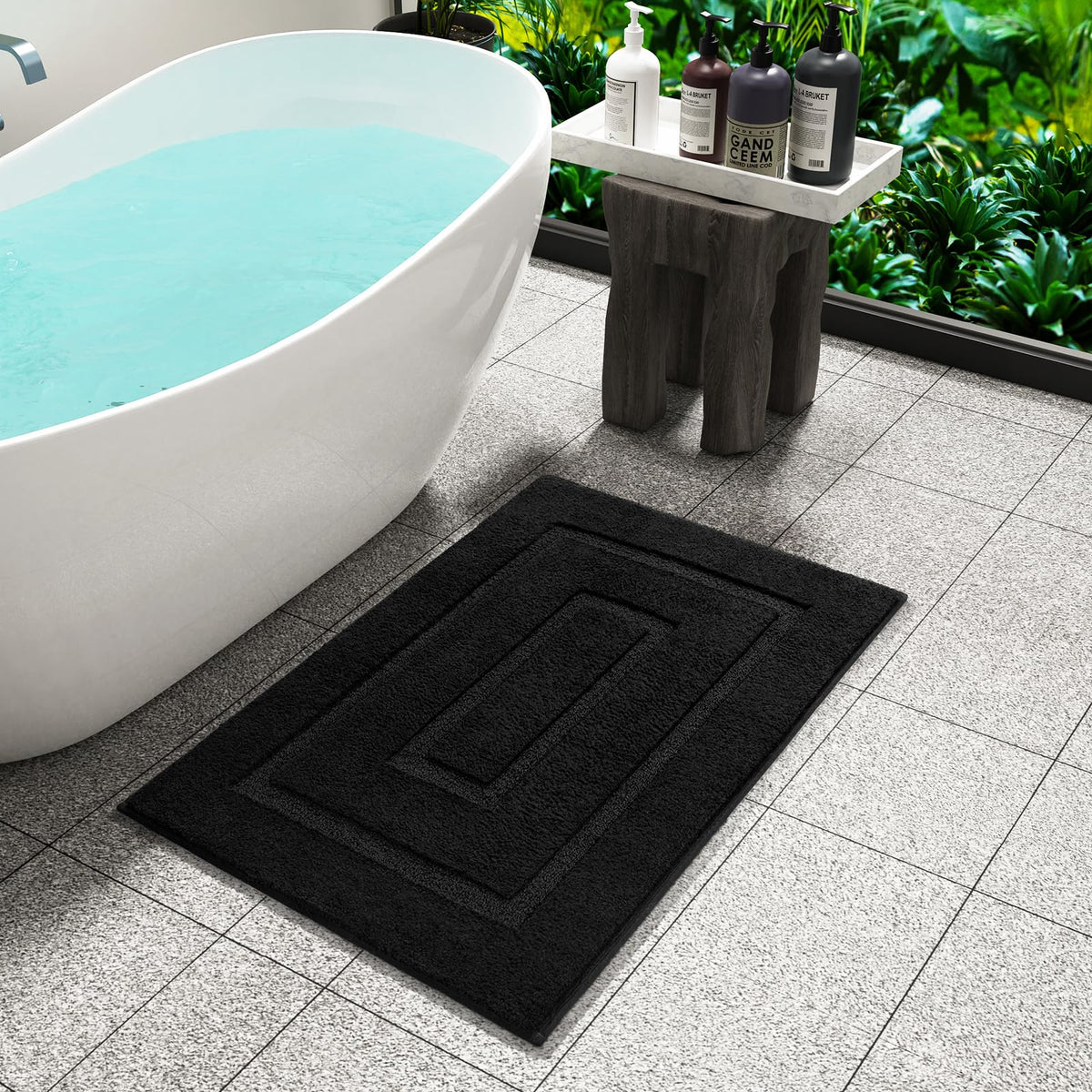 HOMORE Black Bathroom Rug 24x60 Inch Soft Absorbent Bathroom Runner Rug