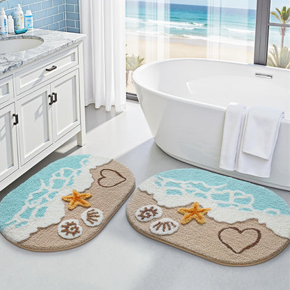 LUMI Beach Bathroom Rug Soft Microfiber Absorbent Bath Mat 22x34