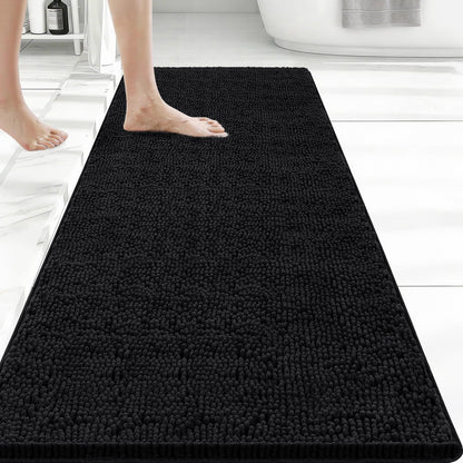 Bcoimo Bath Rug Mat,Sage Chenille High Absorbent Long Bathroom Runner Rugs