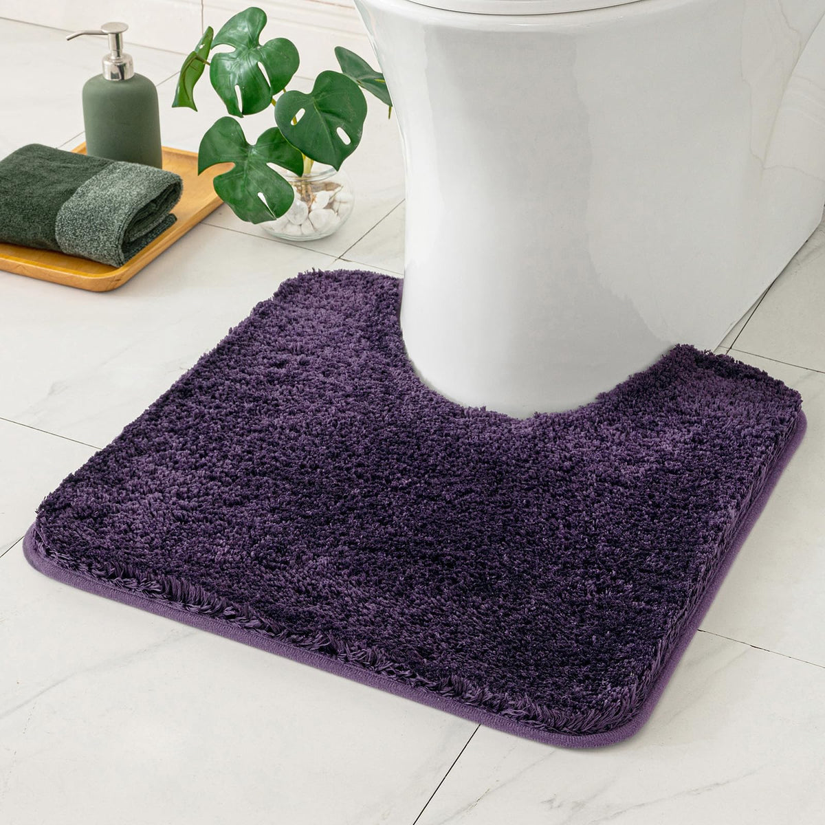 MIULEE Dark Purple Bathroom Rugs Soft Small Microfiber Bath Mat 16x24 Inch