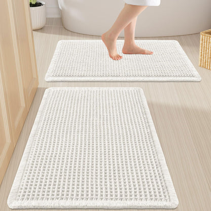 Smiry Waffle Bathroom Rugs Sets 2 Piece (30x20+24x16, Brown)