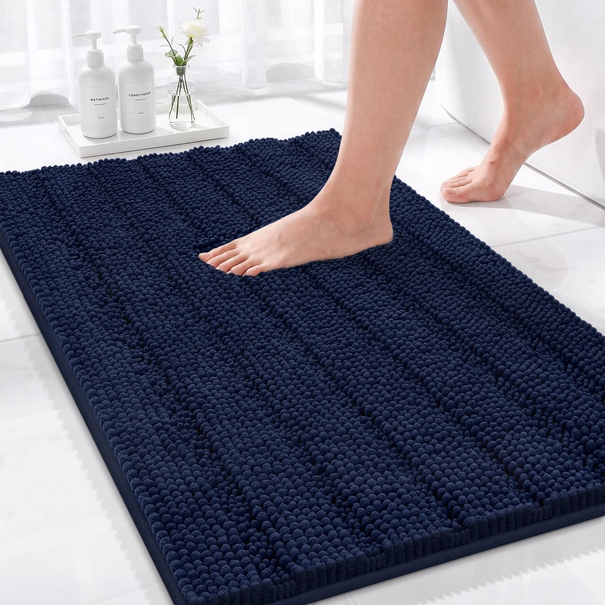 Bcoimo Bath Rug Mat,48x24 High Absorbent Latte Long Bathroom Runner Rugs