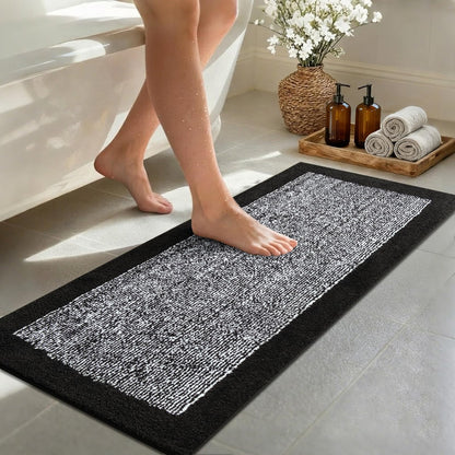 Long 2x4 Ft (48''x24'') Bathroom Rugs, Non Slip Washable Bath Mat Grey
