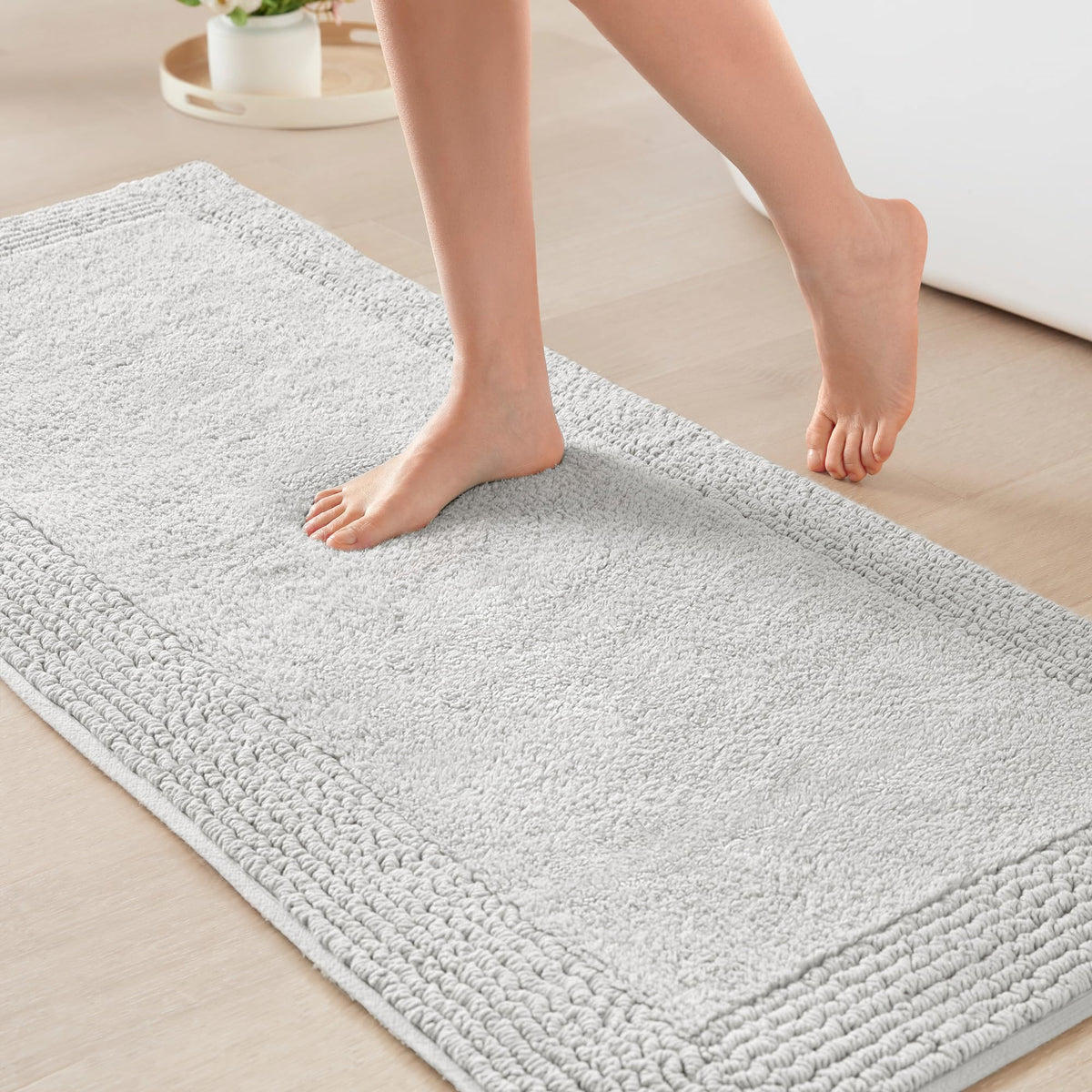 Madison Park Splendor Reversible 100% Cotton Bath Rug, 21 x 34, White
