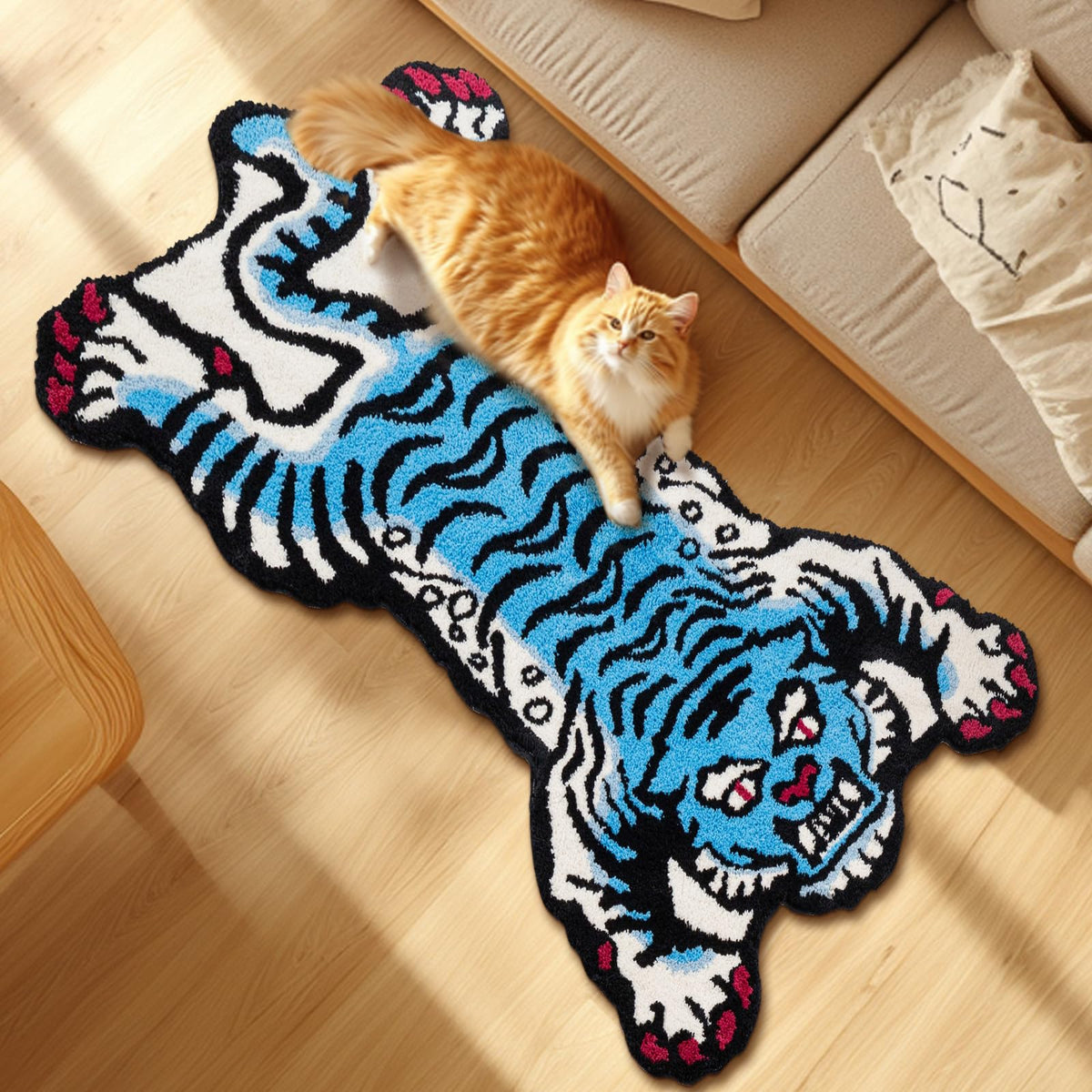 Tibetan Tiger Bath Mat Bathroom Rug Soft Non Slip Orange 24"x40"