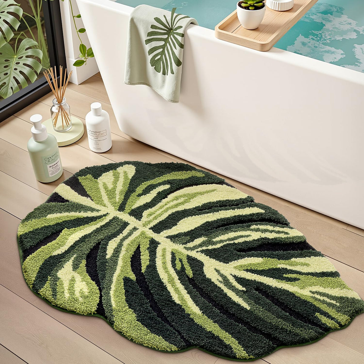 LUMI Flower Bathroom Rug, Absorbent Non Slip Bath Mat, 20"x32", Pink Flower