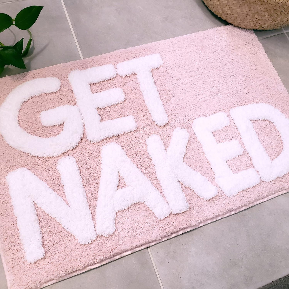 New Mungo Get Naked Bath Mat Pink - Blush Bathroom Rugs - Bath Mat - 31" x 20"