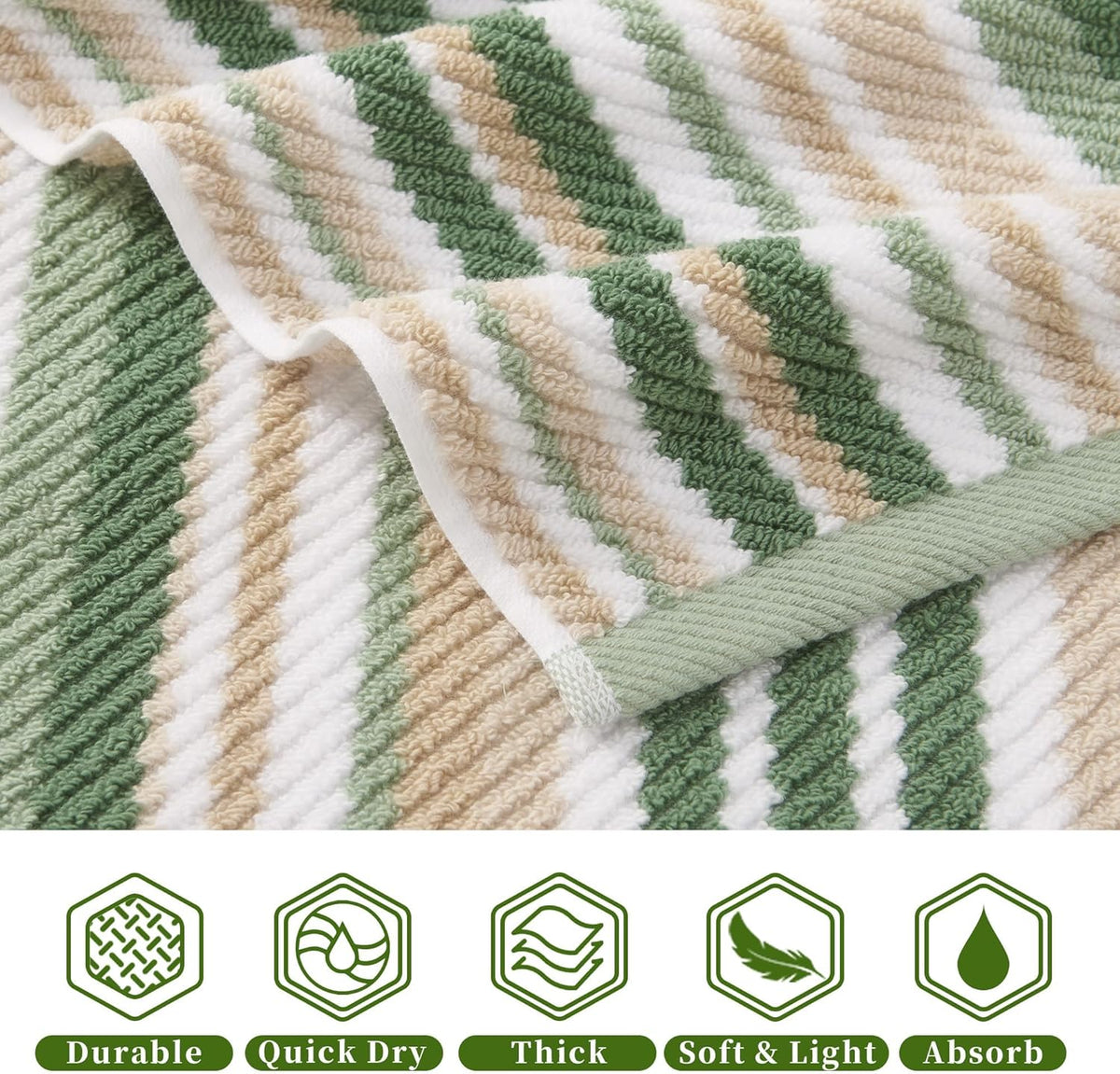 VOOVA & MOVAS Hand Towels 4 Pack, 100% Cotton, 16x27 in, Sage Beige