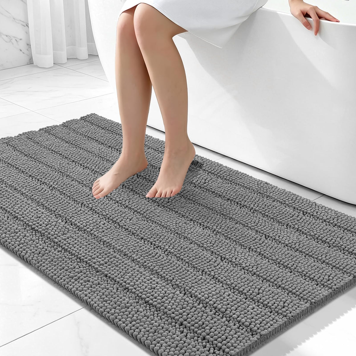 Bcoimo Bath Rug Mat,48x24 High Absorbent Latte Long Bathroom Runner Rugs
