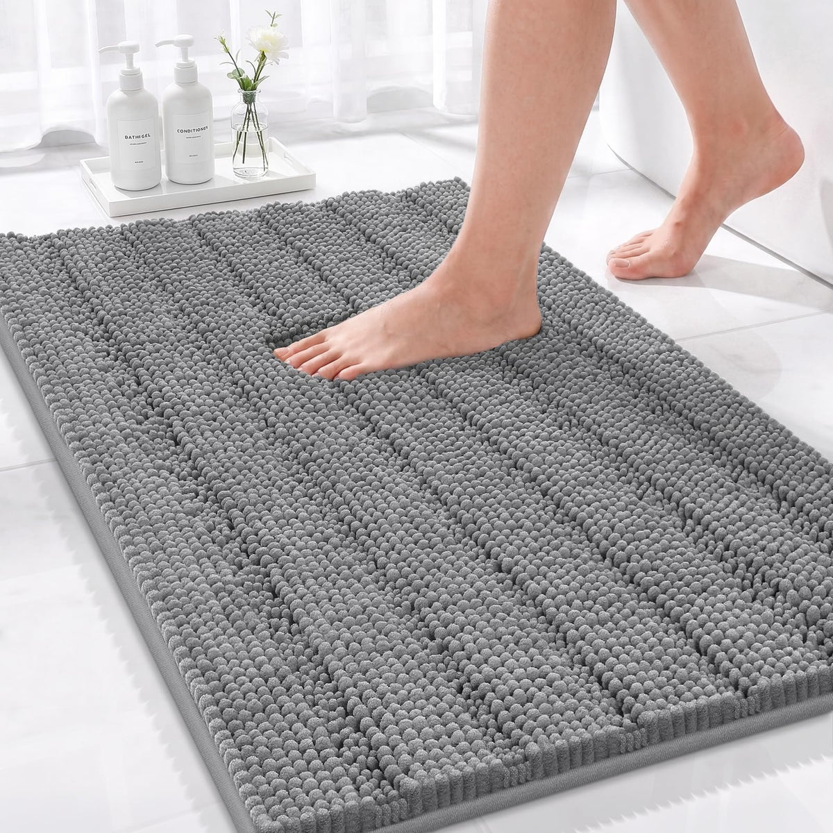 Bcoimo Bath Rug Mat,48x24 High Absorbent Latte Long Bathroom Runner Rugs