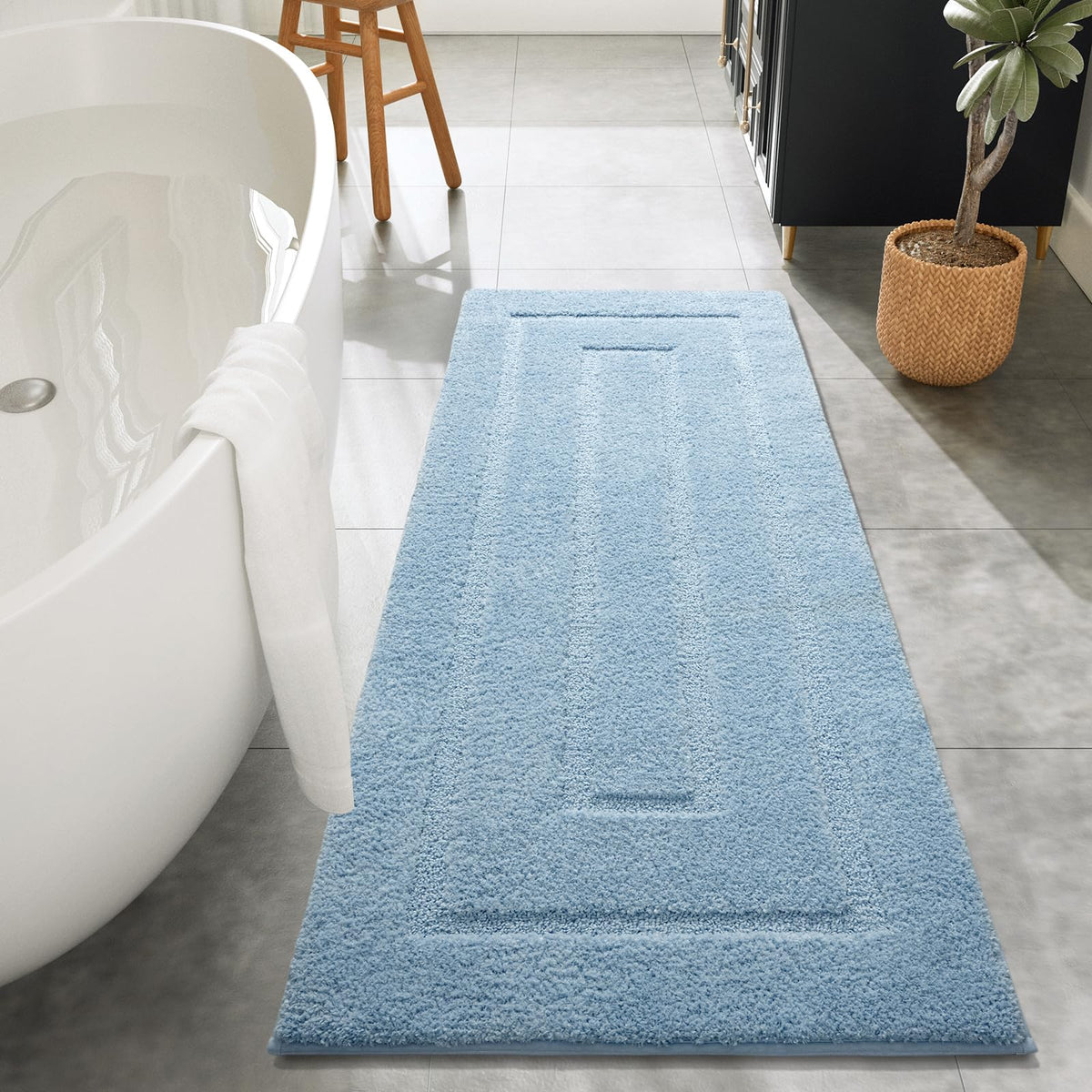 HOMORE Black Bathroom Rug 24x60 Inch Soft Absorbent Bathroom Runner Rug