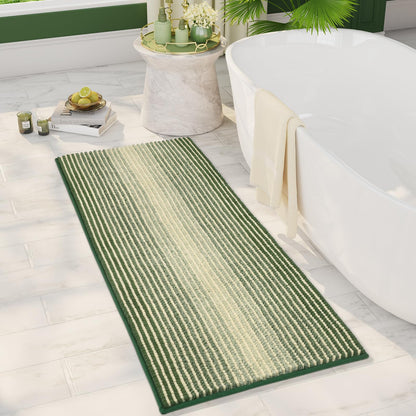 BSICPRO Bathroom Rugs Sets 2 Piece, Non Slip Striped Bath Mats, Fog Blue