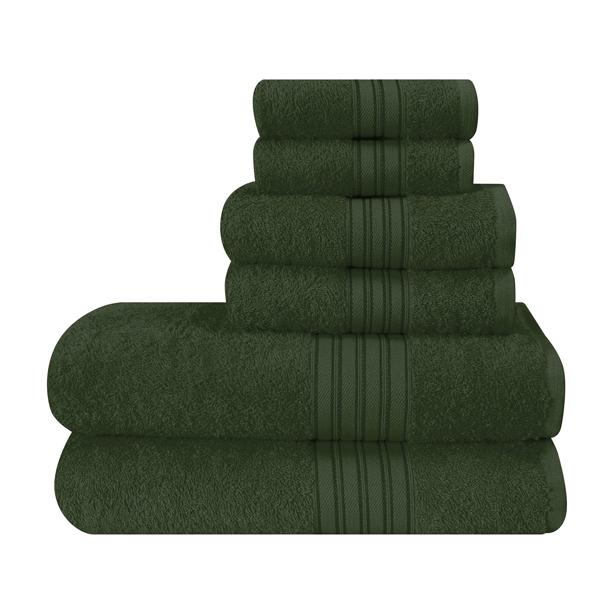 BOUTIQUO 6 Pack Cotton Towel Set, Contains 2 Bath Towels 28x55 inch, 2 Hand Towels 16x24 inch & 2 Wash Coths 12x12 inch, Ideal Everyday use, Ultra Soft Compact & Lightweight - Purple