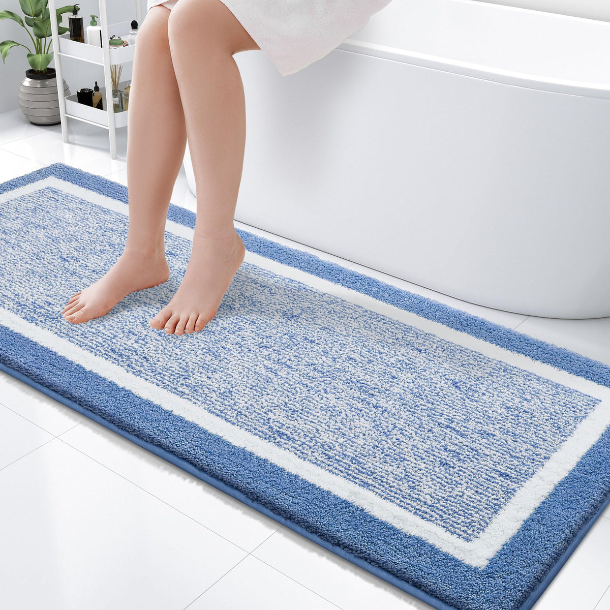 OLANLY Small Bathroom Rugs 24x16, Soft Absorbent Microfiber Bath Rugs, Grey