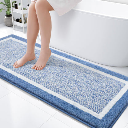 OLANLY Small Bathroom Rugs 24x16, Soft Absorbent Microfiber Bath Rugs, Grey