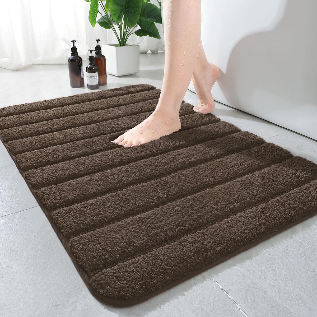 AROGAN Luxury Long Bathroom Runner Rugs 24x60 Inch Bath Rug Non Slip, Black