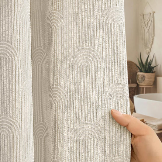Cream Boho Cotton Shower Curtain Arch,72" W x 72" L