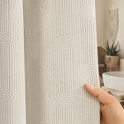 Cream Boho Cotton Shower Curtain Arch,72" W x 72" L