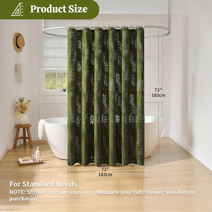 Olive Green Shower Curtain Lace Tropical Plant Textured Shower Curtain Sheer Farmhouse Fabric Shower Curtains for Bathroom 72 x 72