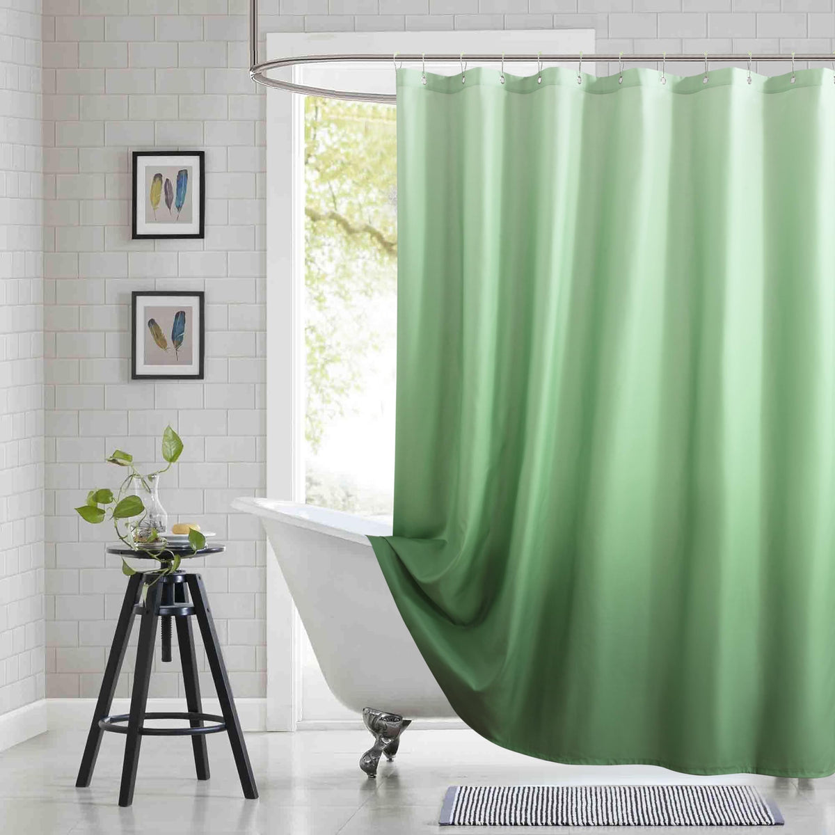 Fabric Shower Curtain, Blue Shower Curtain, Plolyester Ombre Shower Curtains for Bathroom, Modern Decorative Bathroom Curtains, 72" W x 72" H