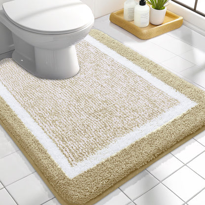 OLANLY Small Bathroom Rugs 24x16, Soft Absorbent Microfiber Bath Rugs, Grey