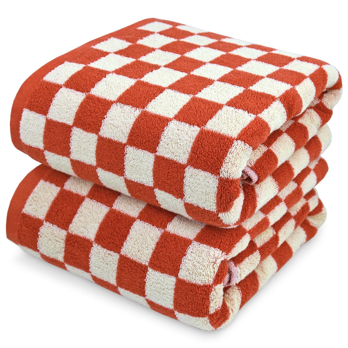 Jacquotha Black and White Checkered Cotton Bath Towels Set of 2