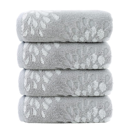 Pidada Hydrangea Floral Cotton Hand Towels Set of 4