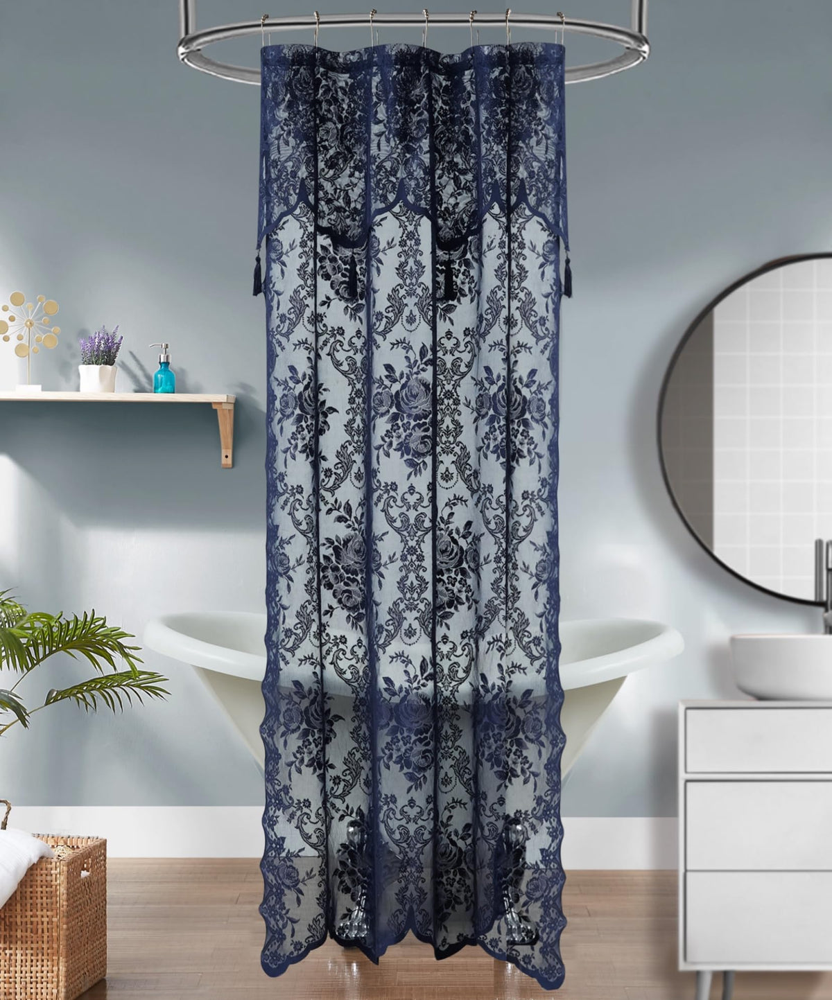Warm Home Designs Golden Lace Shower Curtain with Valance. LAU Linen 72