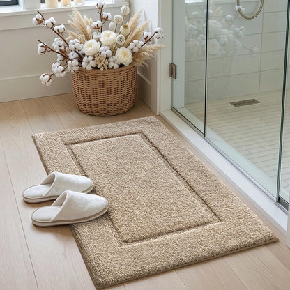 DEXI Bath Mat 36x24, Absorbent and Non Slip Bathroom Rugs, Beige