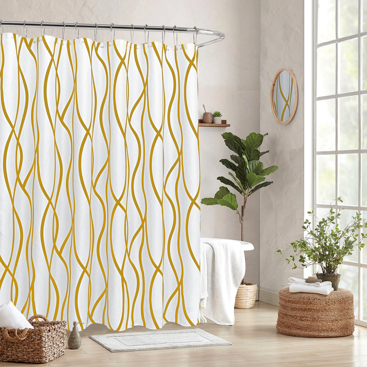 Fabric Modern Shower Curtain-Burgundy & White Shower Curtains for Bathroom