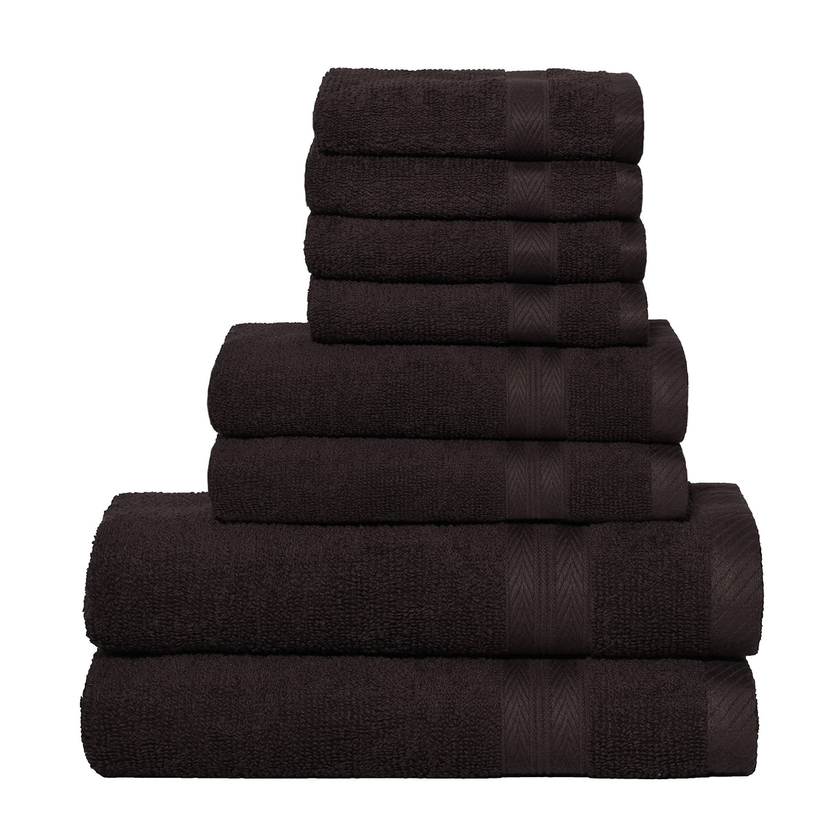 BOUTIQUO Navy Blue Towel Set - 8 Piece Bathroom Towel Set - 100% Ring Spun Cotton, 2 Bath Towel 27x54, 2 Hand Towel 16x28, 4 Washcloth 13x13 - Ultra Soft Highly Absorbent