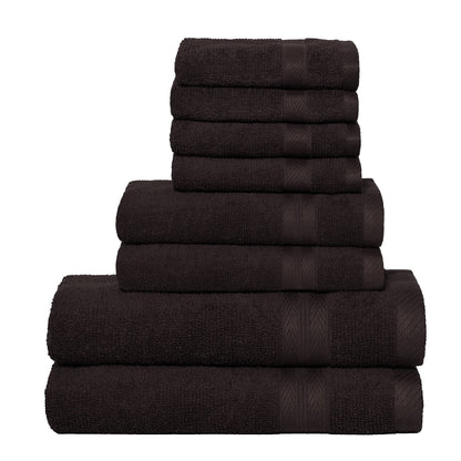 BOUTIQUO Navy Blue Towel Set - 8 Piece Bathroom Towel Set - 100% Ring Spun Cotton, 2 Bath Towel 27x54, 2 Hand Towel 16x28, 4 Washcloth 13x13 - Ultra Soft Highly Absorbent