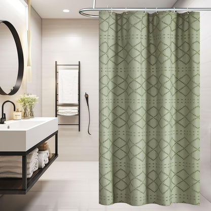 Siiluminisoy Navy Blue Shower Curtain Boho Shower Curtains Fabric, Tufted Chevron Textured Striped Modern Minimalist Cloth Shower Curtain for Bathroom, 72 x 72