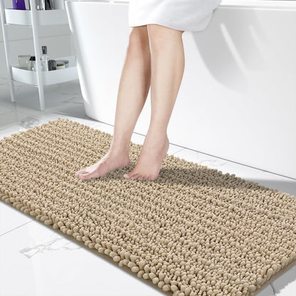 Yimobra Bathroom Rugs Non Slip Washable 32x20 Inch - Ultra Soft Absorbent Chenille Bath Mat, Quick Dry Shaggy Floor Carpet for Tub Shower, Gray Home Decor Accessories