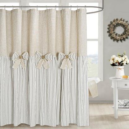 DOSLY IDÉES Farmhouse Black Shower Curtain, 72x72 inch
