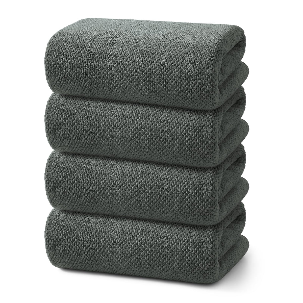 REDKISS 6-Piece Bath Towel Set - 2 Washcloths, 2 Hand Towels, 2 Bath Towels | Ultra-Fiber Coral Fleece, Super Absorbent, No Lint & No Fading | Perfect for Bathroom, Spa, Gym | Family -Olive Green
