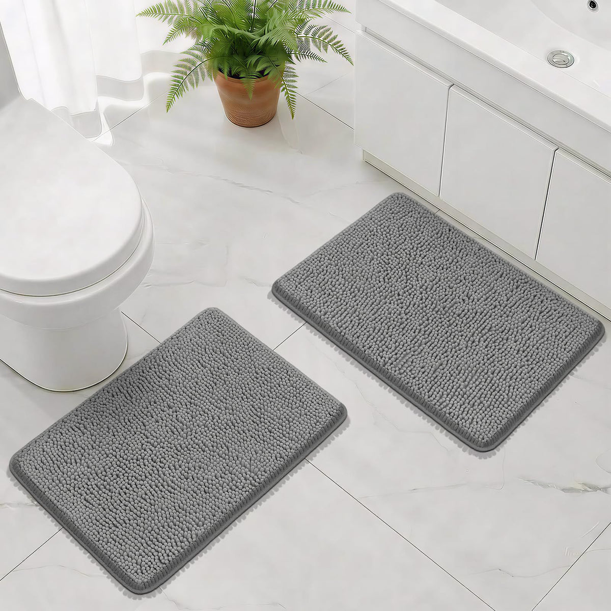Bcoimo Small Bath Rug Mat,24x17 Chenille High Absorbent Latte Bathroom Mats