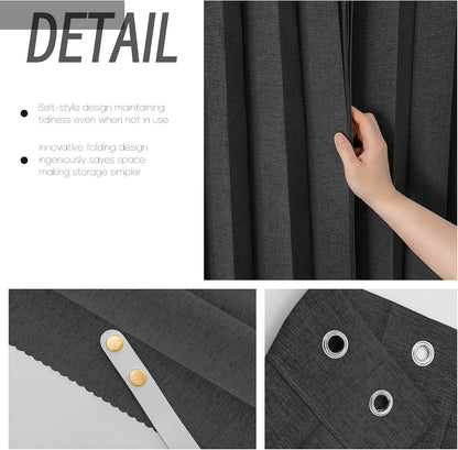 AJAZZ Magnetic Folding Shower Curtains Fabric Polyester Material Waterproof Shower Curtain Suitable for Family Hotel Homestay (Black,77" W x 72" L) 1 Panel