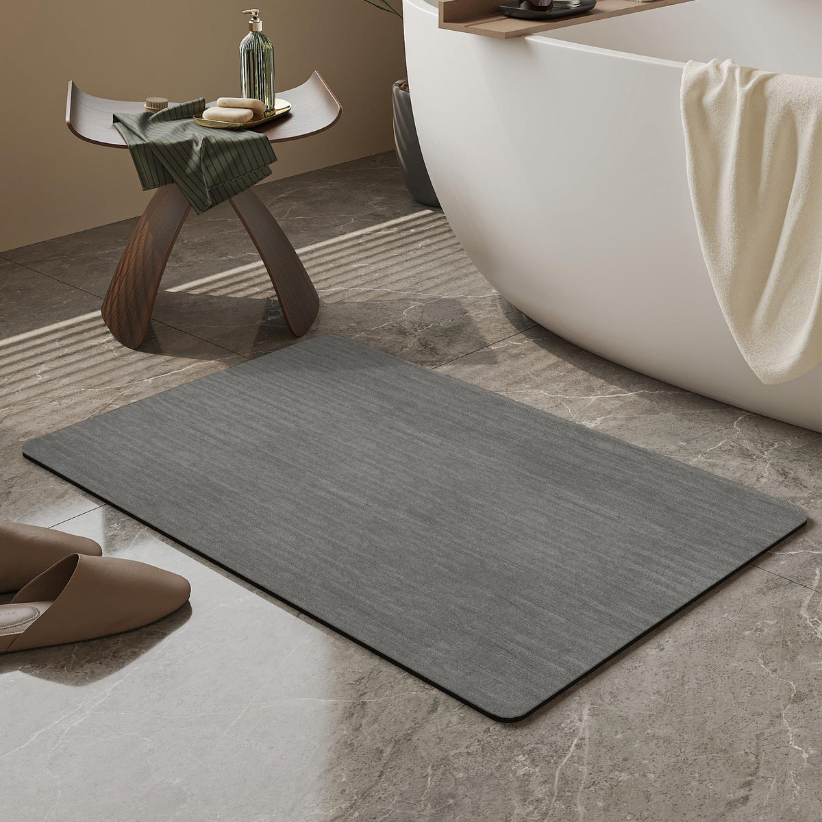Mecko Bath Mat 16"x24",Ultra Thin Bathroom Rug fit Under Door Light Blue