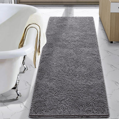 LOCHAS Luxury Bathroom Rug Shaggy Bath Mat 24 x 60 Inch, Gray