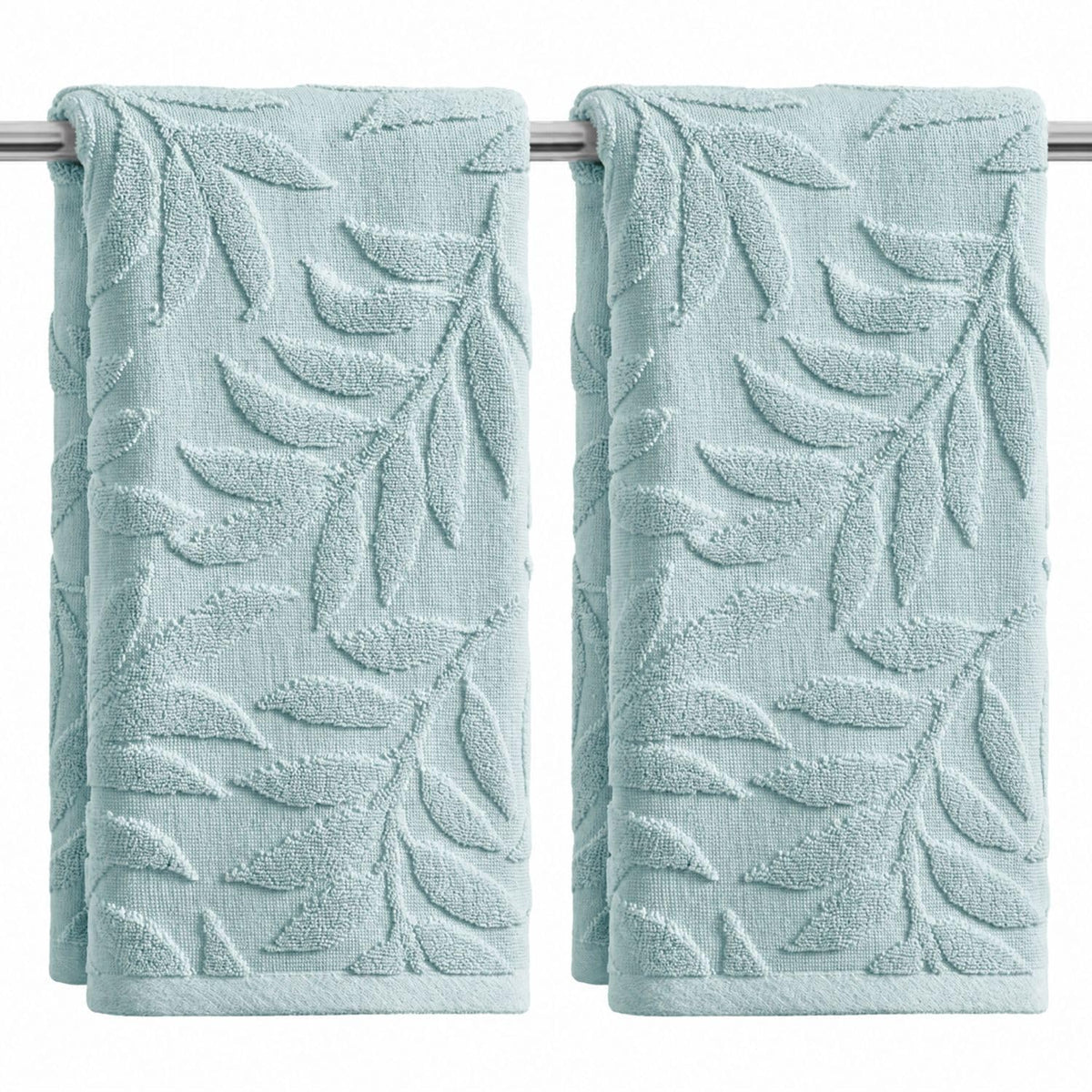 Artoid Mode 2 Pcs Caramel 3D Leaves Jacquard Hand Towels for Bathroom, 100% Cotton Soft Absorbent Bathroom Decor Towels, 13.7 x 29.5 Inch