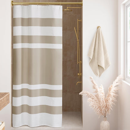 Madison Park Arbor Waffle Shower Curtain for Bathroom, 72 x 72, Beige