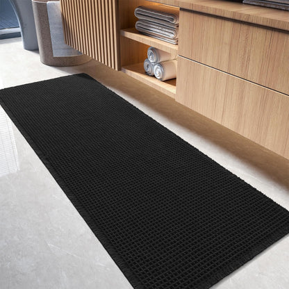 tchdio Waffle Bath Mat-Runner Rug, Super Absorbent Non Slip Bath Mats for Bathroom Machine Washable Long Rugs with Tassels, Bath Rugs for Bathroom Floor Beside Tub, 2' x 6'