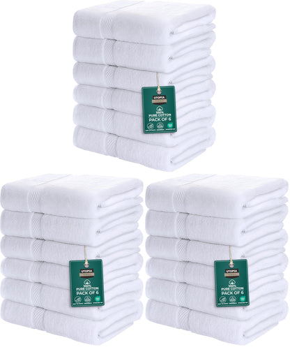 Utopia Towels 6 Pack Medium Bath Towels, 24x48 in, 500 GSM Cotton, White