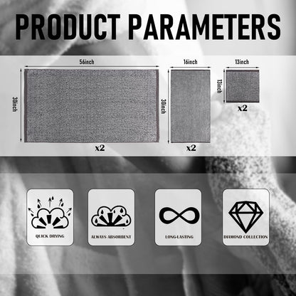 Everplush Diamond Jacquard 6 Pieces Bath Towel Set, Luxury Super Soft Oversized Towels, Highly Absorbent Diamond Jacquard Quick Dry Bath Towel for Bathroom Navy Blue Towel Set