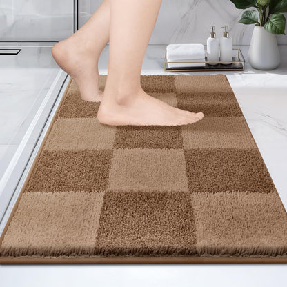 PURRUGS Bathroom Rug Non-Slip Machine Washable 24" x 36", Super Absorbent and Quick-Dry Bath Mat, Extra Soft and Plush Bath Rug for Shower, Bathtub and Sink, Grayish Brown & Coffee
