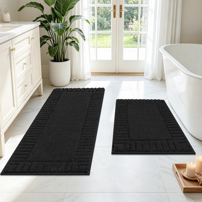 Pauwer Bathroom Rugs Sets 3 Piece, Microfiber Bath Mat Set, Dark Grey